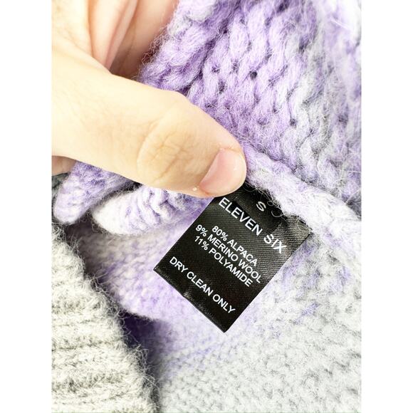 Eleven Six Joy Alpaca Blend Ombre Stripe Crewneck Long Sleeve Sweater Size Small - Picture 6 of 6